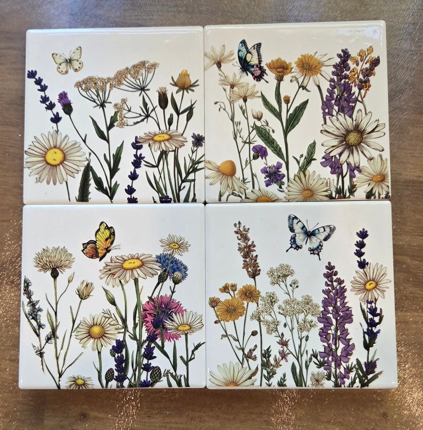 Unique Floral Ceramic Coasters