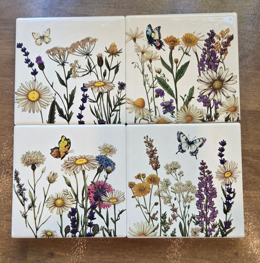 Unique Floral Ceramic Coasters