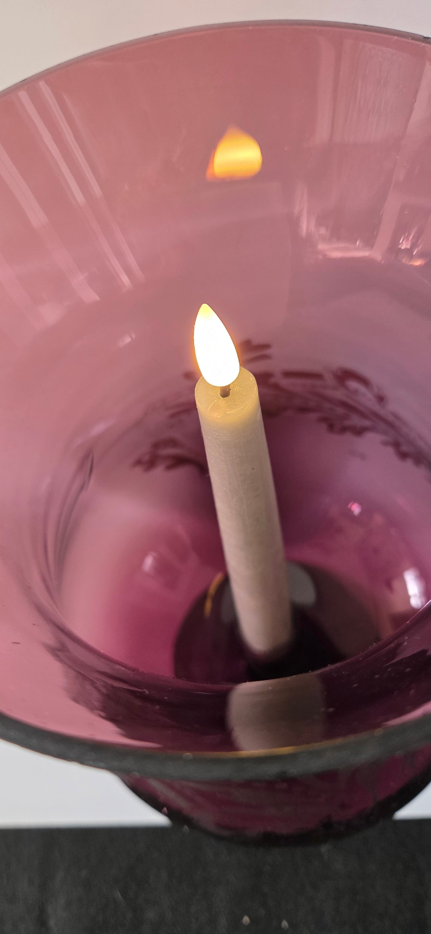 Mid-Century Glass Hurricane Candle Holder/Vase