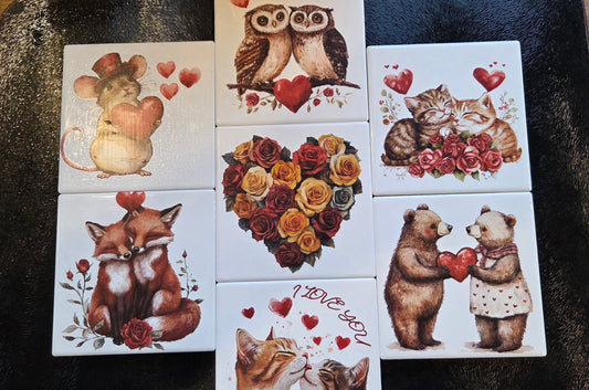 Ceramic Valentine Coasters  7 designs - sold seperately