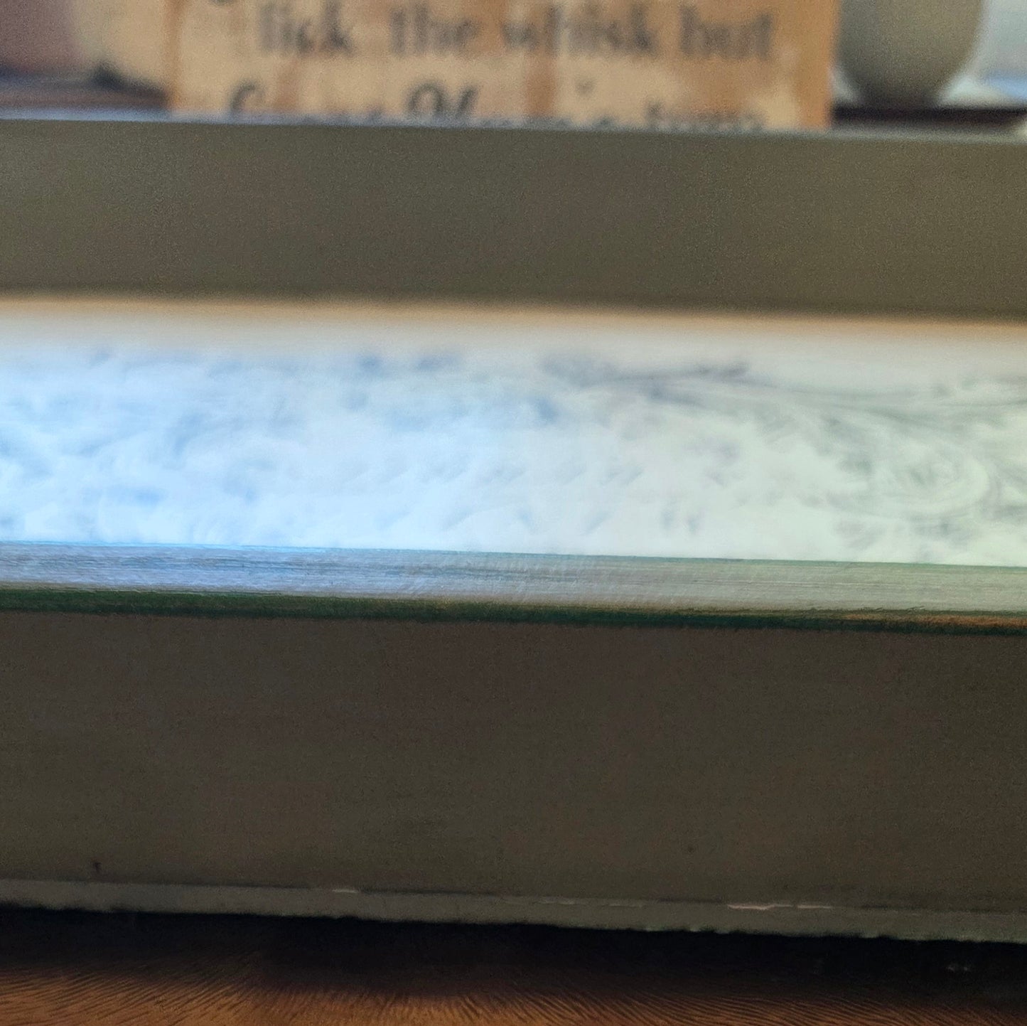 Vintage Wooden Vintage Tray - Green and White Winter design