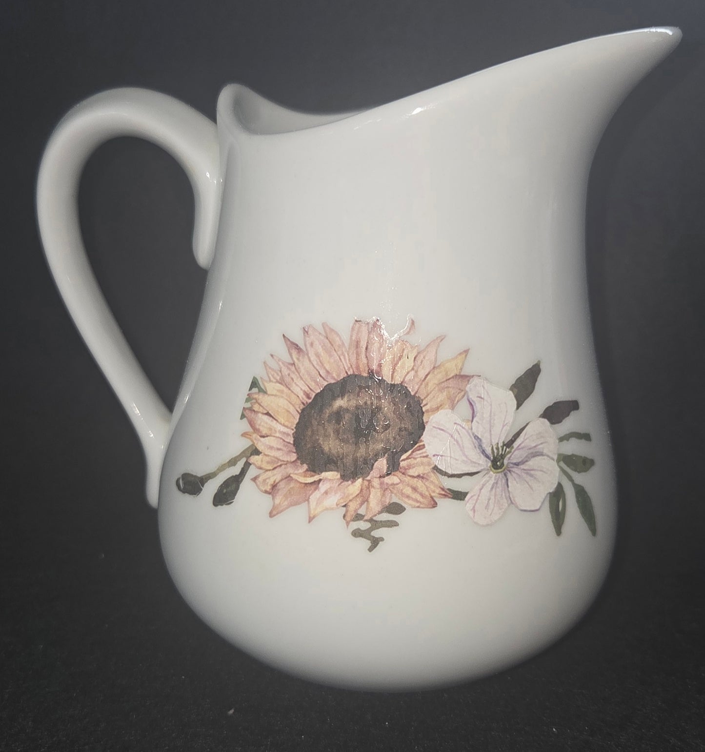 Bespoke, Re-imagined Milk Jug - Decorated with Chicken and Sunflowers
