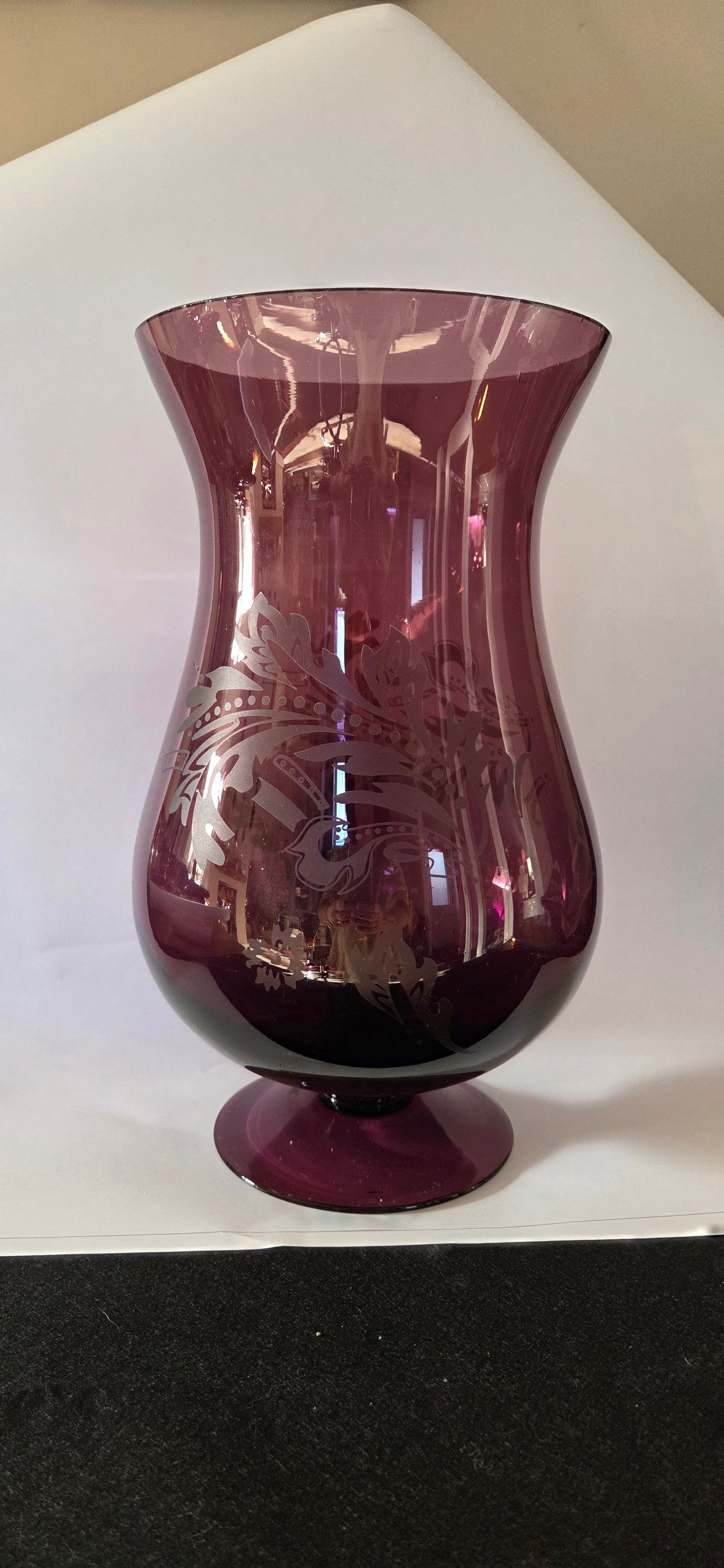 Mid-Century Glass Hurricane Candle Holder/Vase