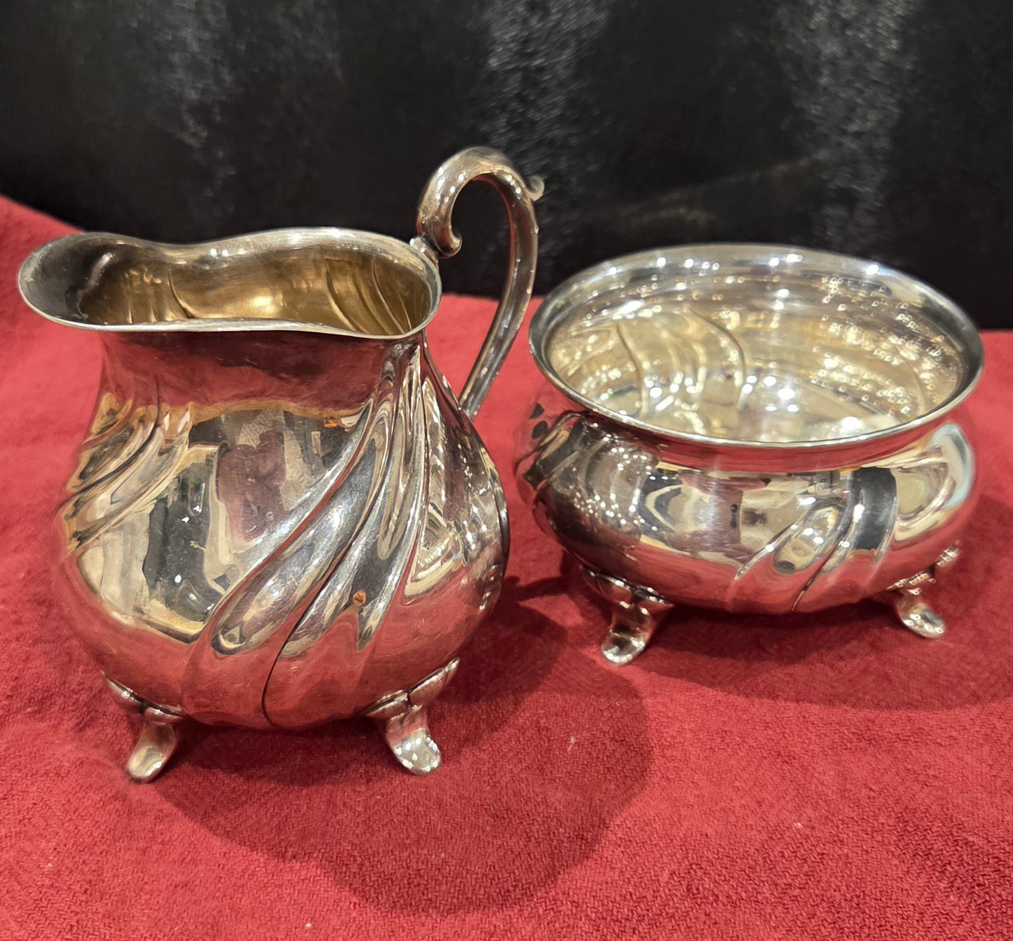 Antique Silver-plated Creamer and Sugar Bowl