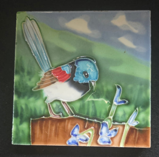 Lovely Hand Decorated Tile. With built in stand