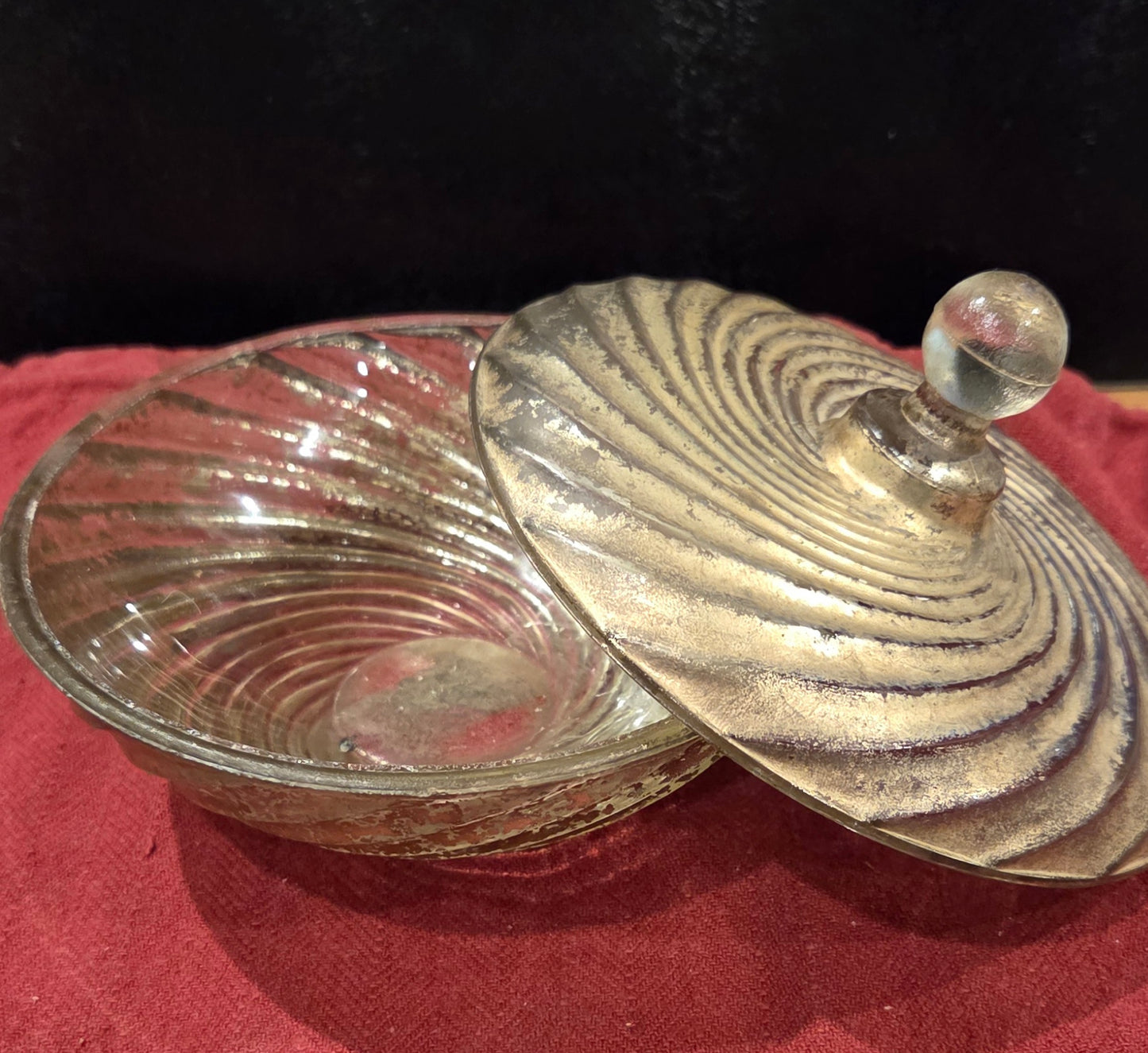 Vintage Glass Trinket bowl with lid
