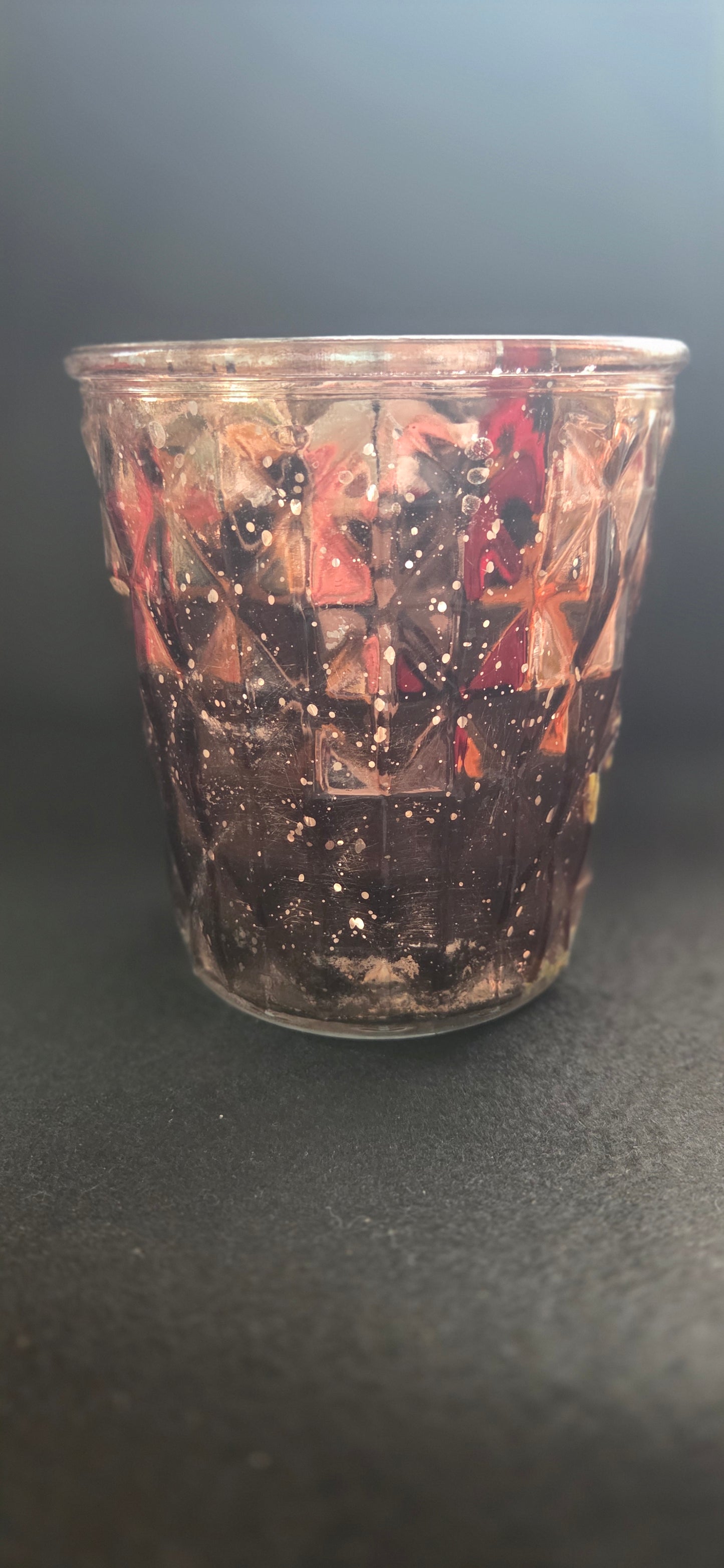Garden Themed Brown Mercury Glass Flowerpot