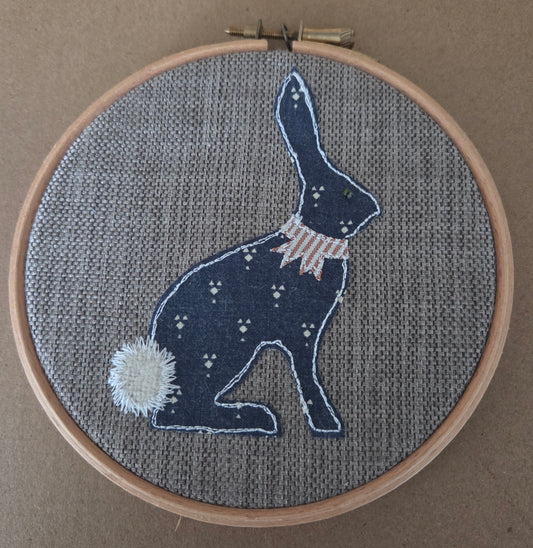 Appliqued Rabbit in Embroidery Hoop Frame