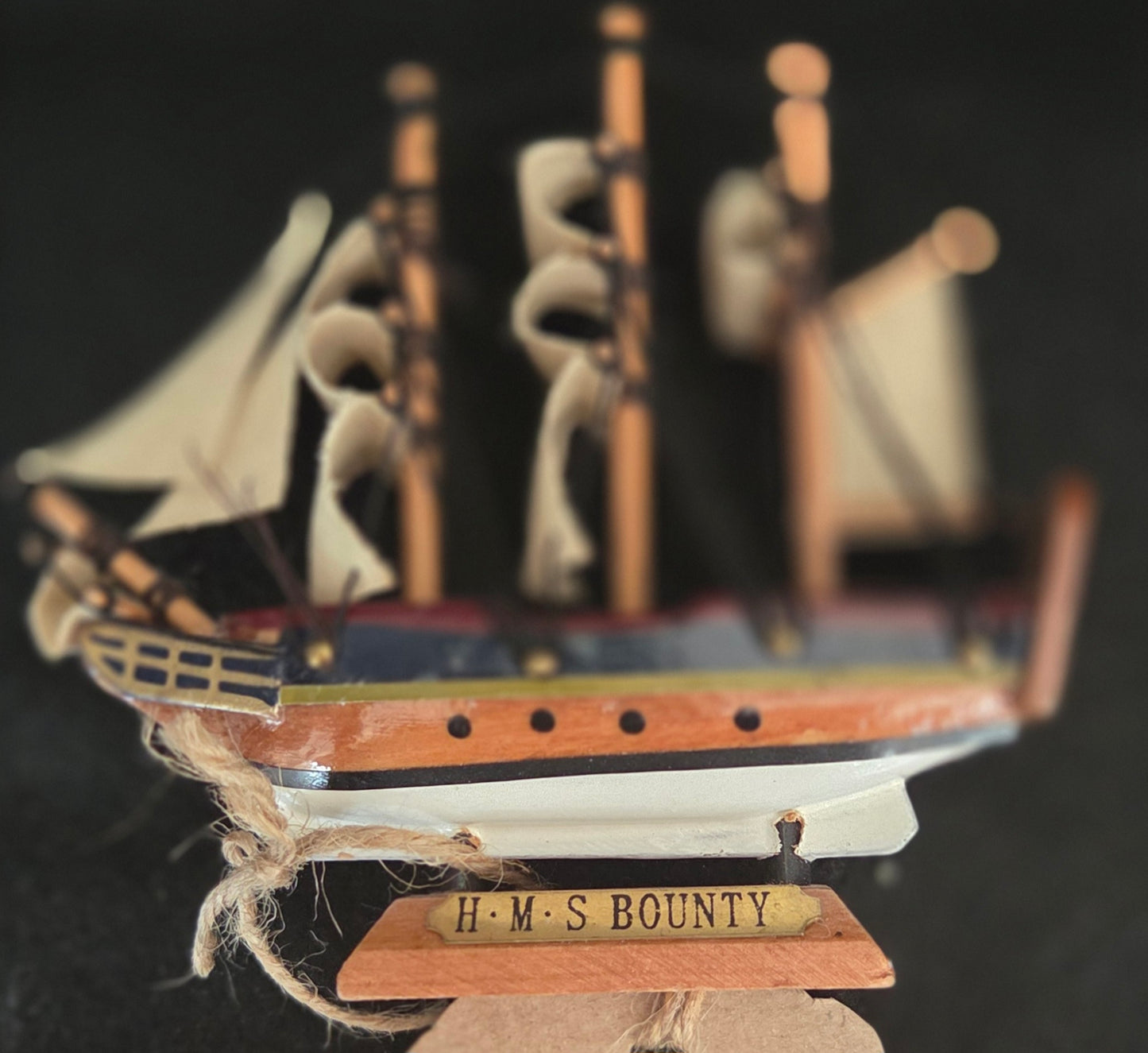 Miniature model of HMS Bounty. Two available, one slightly imperfect (see details and price)