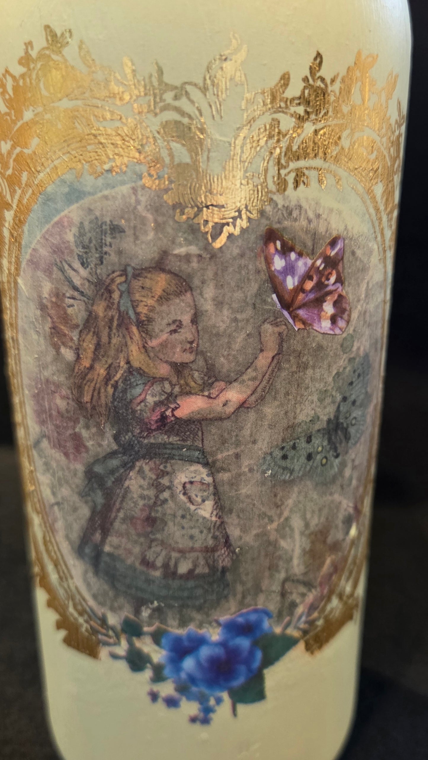 Hand Decorated Bottle - Alice in Wonderland Theme