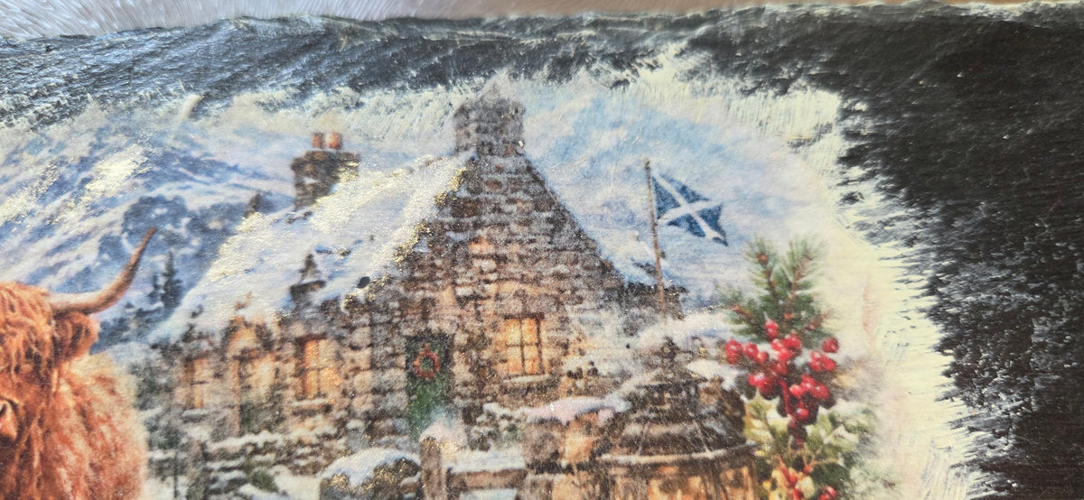 Bespoke Decoupaged Seasonal Highland Cow Slate