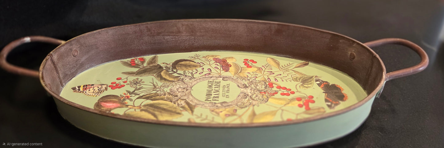 Rustic Hand Decorated Large Tray