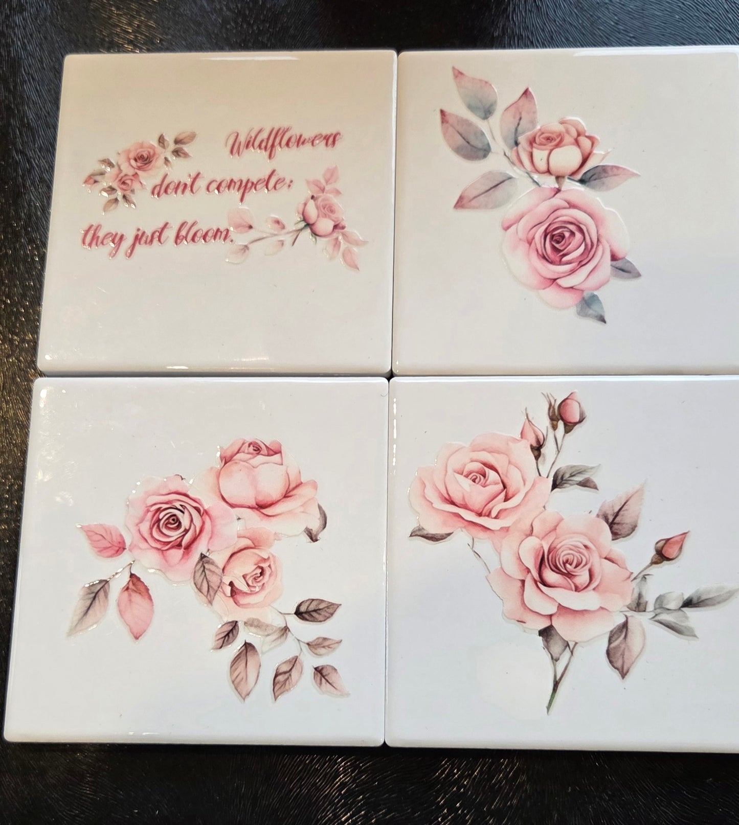 Set of 4 Vintage-Inspired Ceramic Coaters ... 2 designs available.