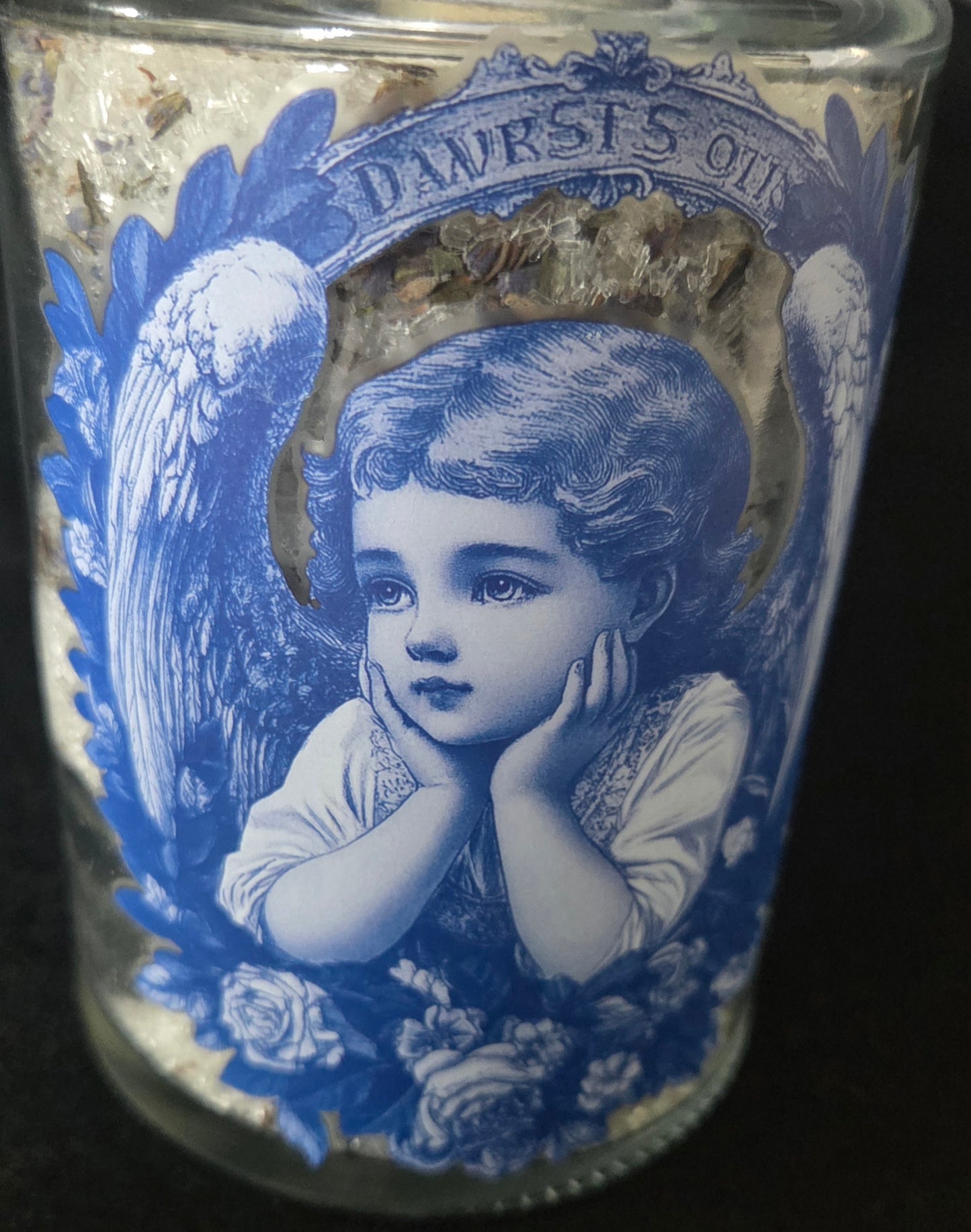 Lovely Blue Angel Bottle Containing Lavender Bath Salts - 500g