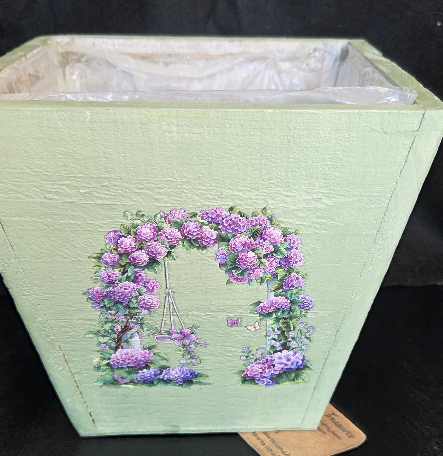 Bespoke Hand Decorated Square Wooden Planter