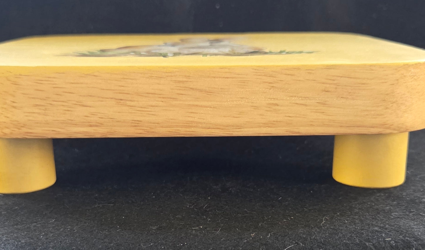 Decorative Wooden Riser with a Spring Rabbit Design
