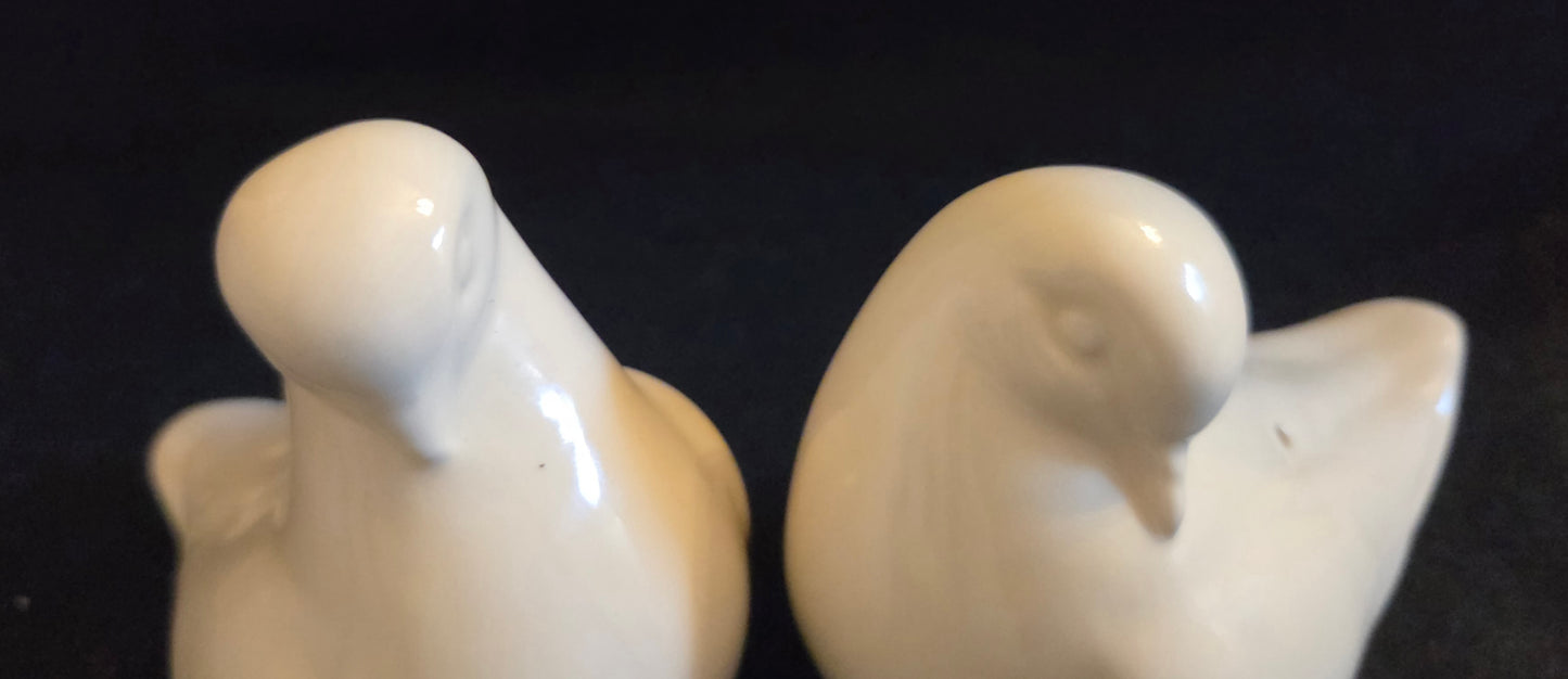 Pair Vintage Ceramic Dove Pomanders