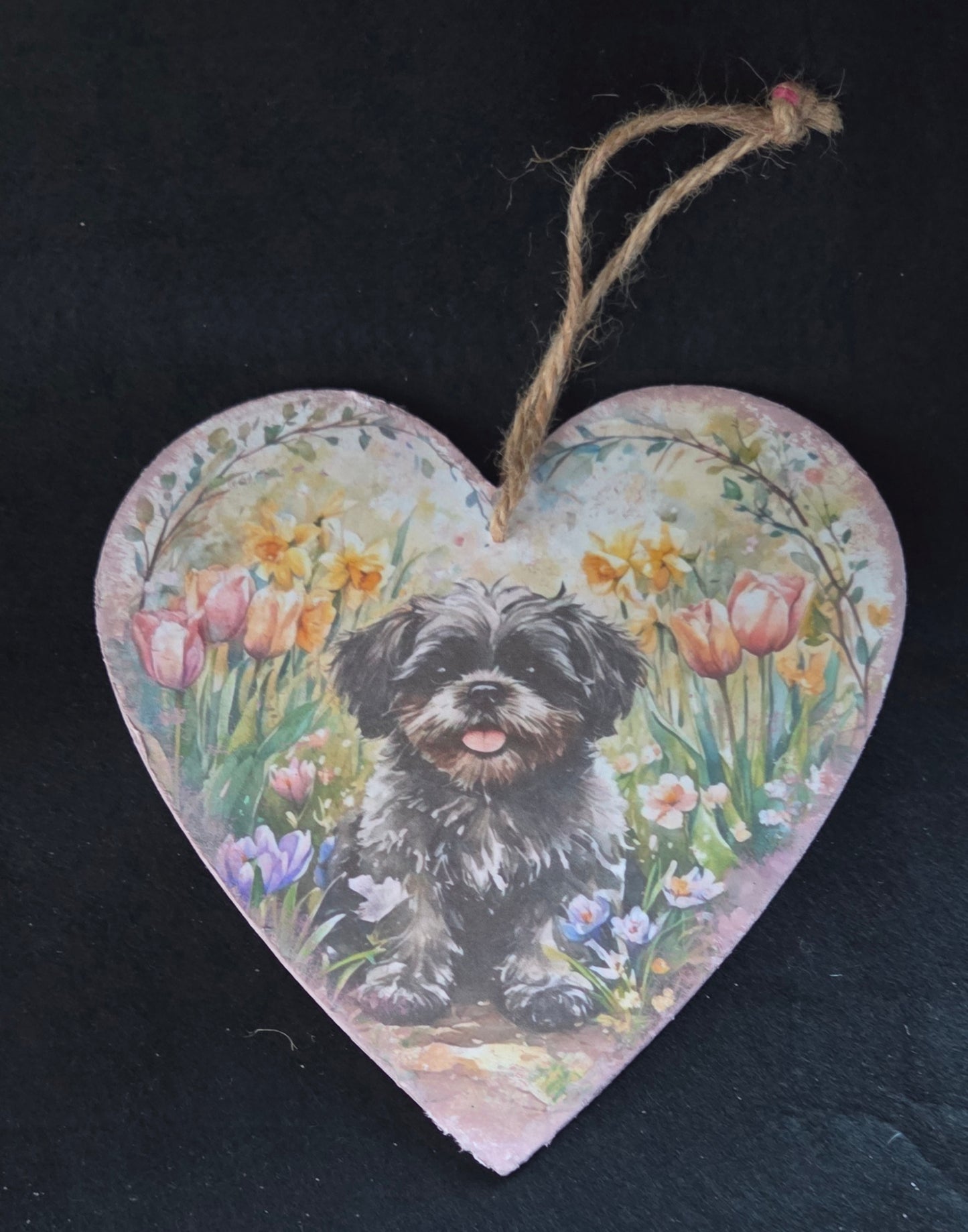 Cute Shih Tzu Wooden Heart