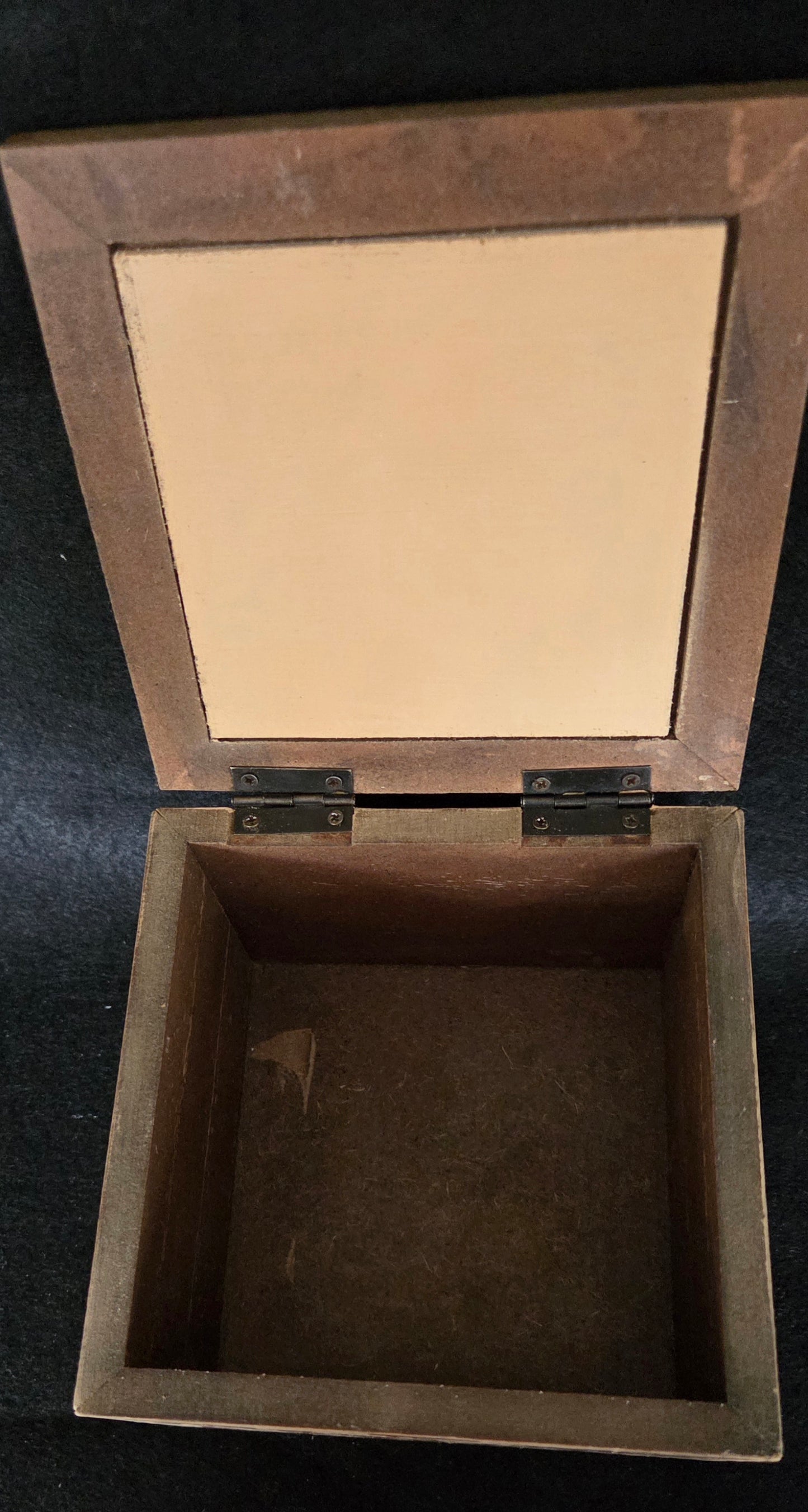 Square Floral Peach Wooden Box