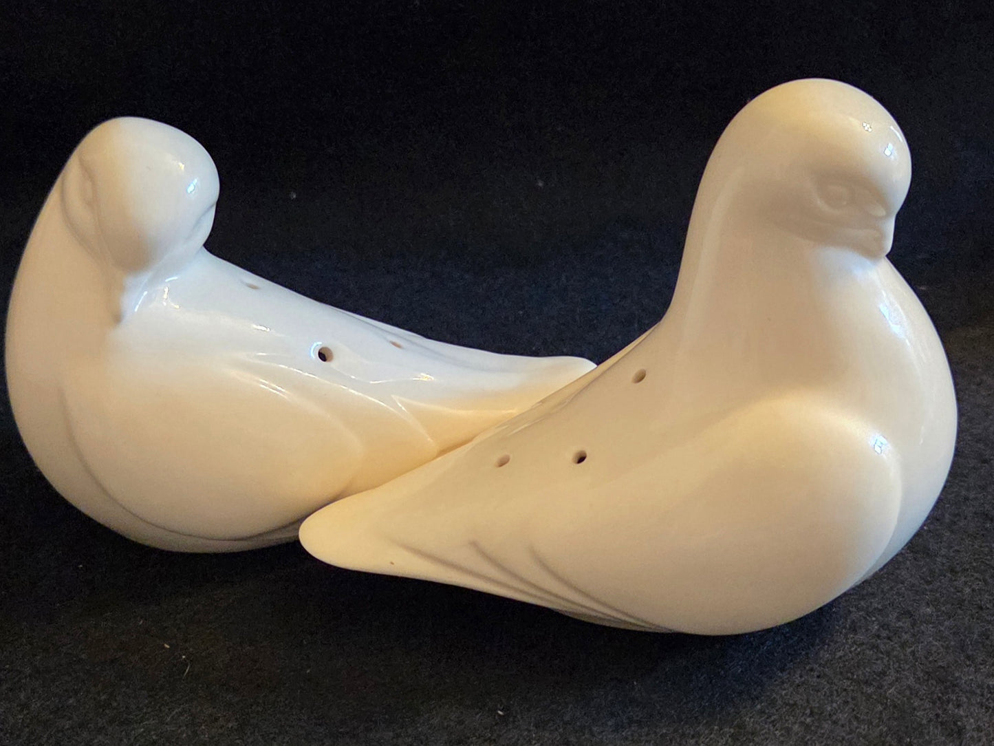 Pair Vintage Ceramic Dove Pomanders