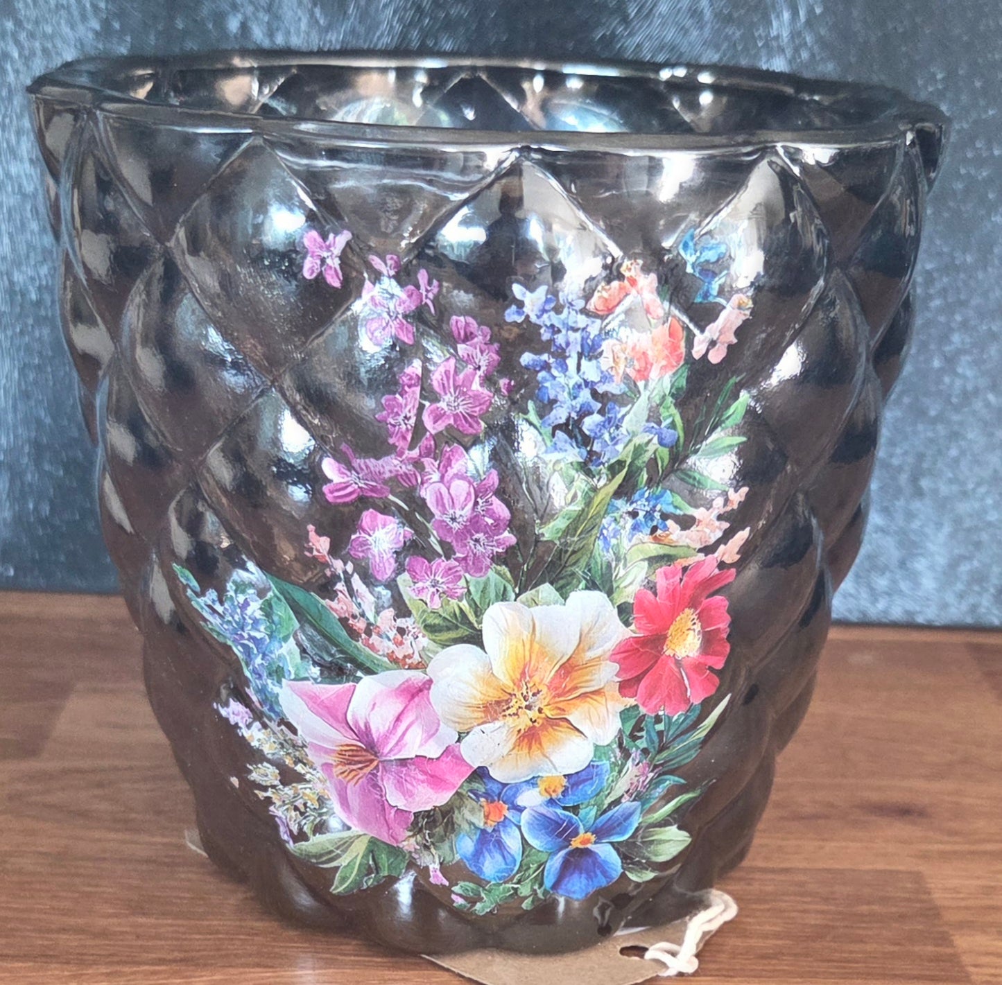 Bespoke Heavy Glass Floral Flower Pot