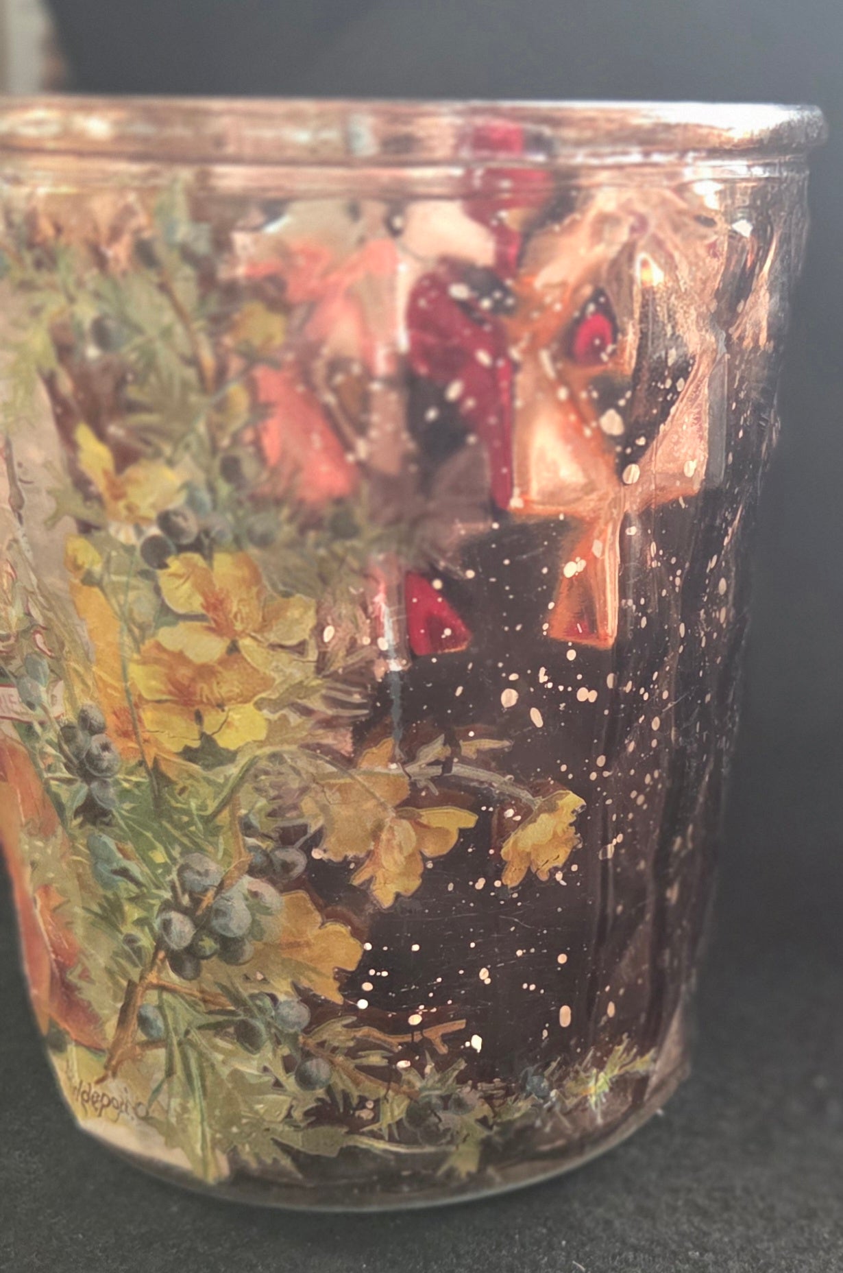 Garden Themed Brown Mercury Glass Flowerpot