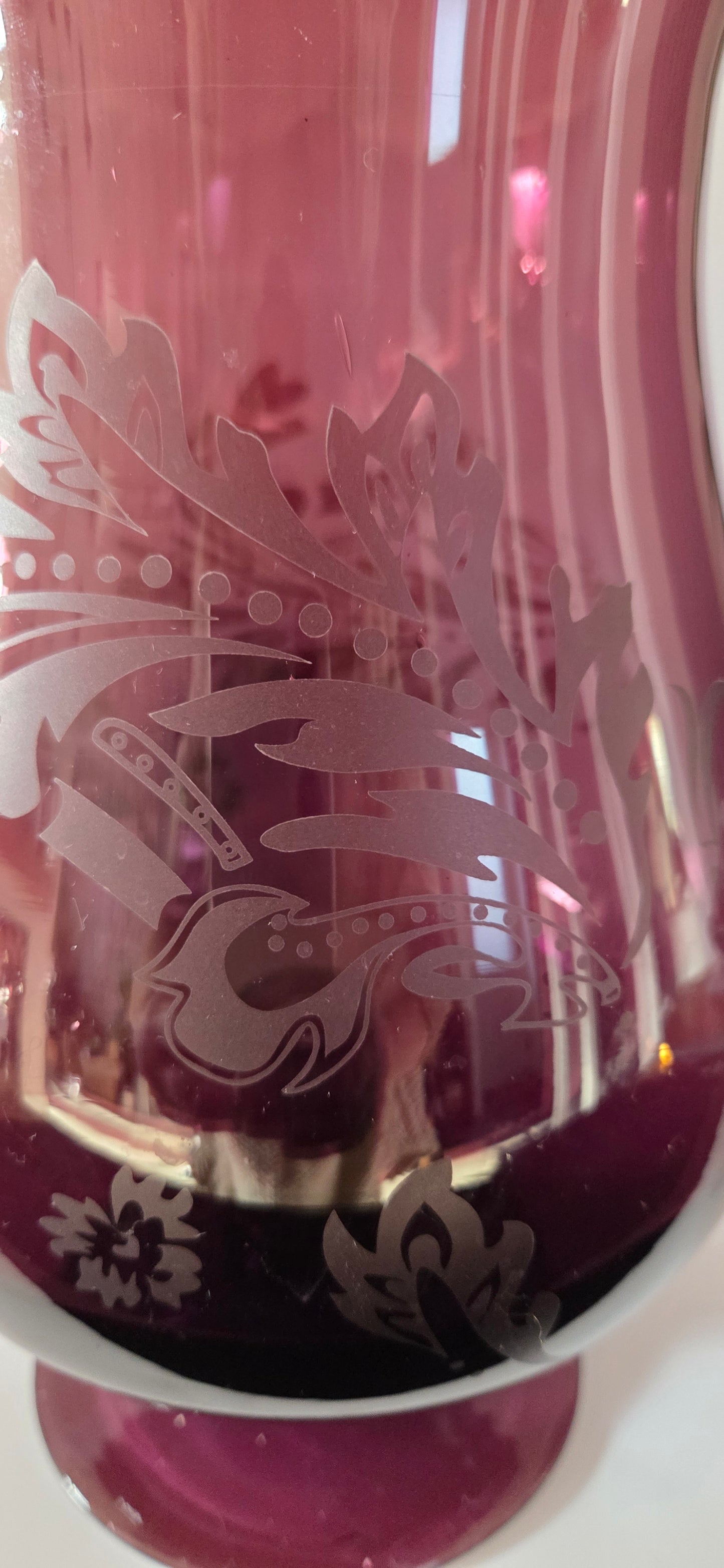 Mid-Century Glass Hurricane Candle Holder/Vase