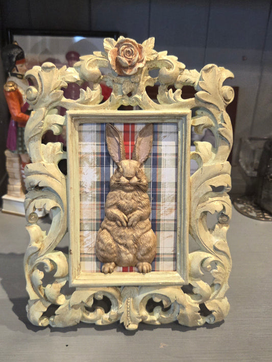 Bespoke  vintage Style 3D Rabbit in Decorative Frame